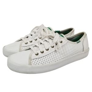 Keds Kickstart Women's White Perforated Leather Lace Up Sneakers Size 6